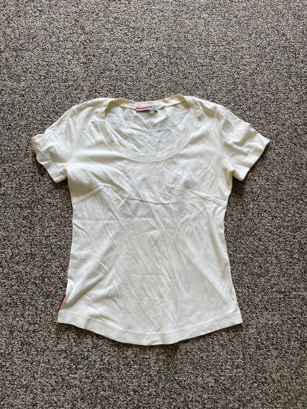Vintage 90s Prada Sport White Fitted Knit Tee Shirt XS S